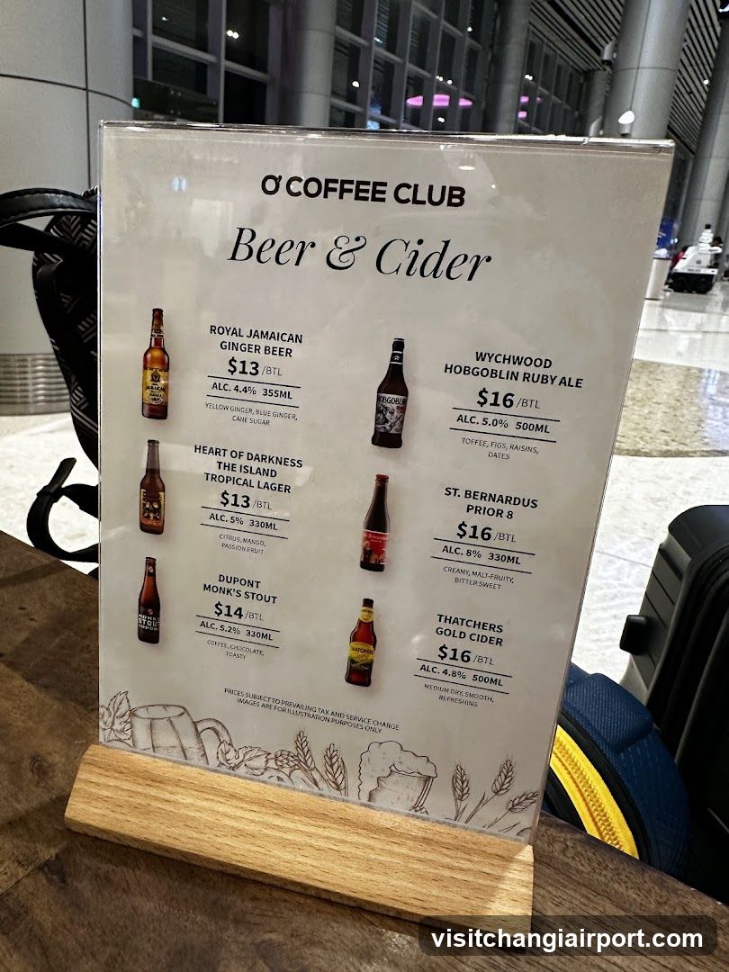 O' Coffee Club Beer & Cider Menu