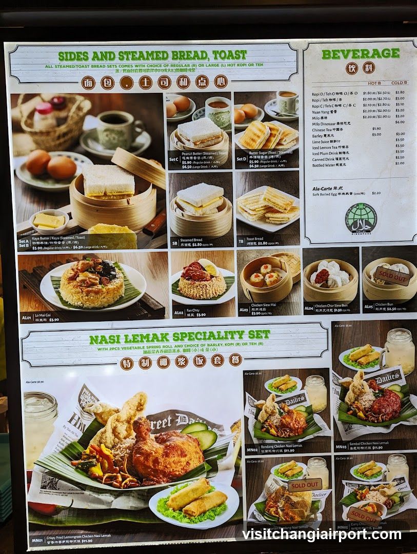 Sides and Steamed Bread, Toast & Nasi Lemak Speciality Set Menu
