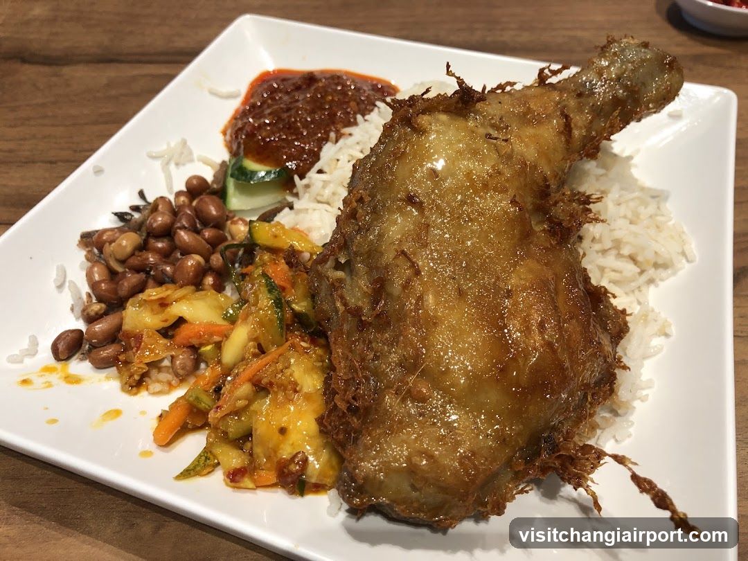 Fried Chicken Leg with Rice and Side Dishes