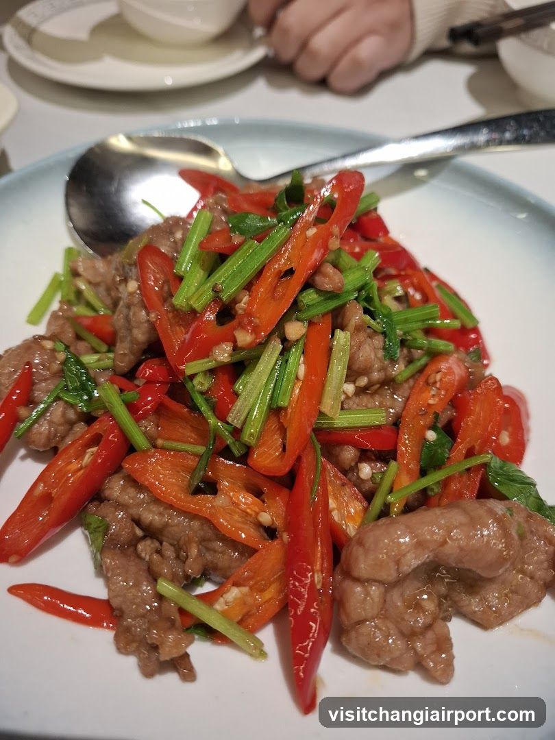 Stir-fried Beef with Red Peppers and Celery