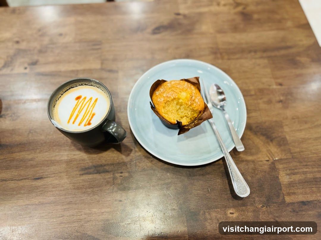 Coffee and Muffin on Wooden Table