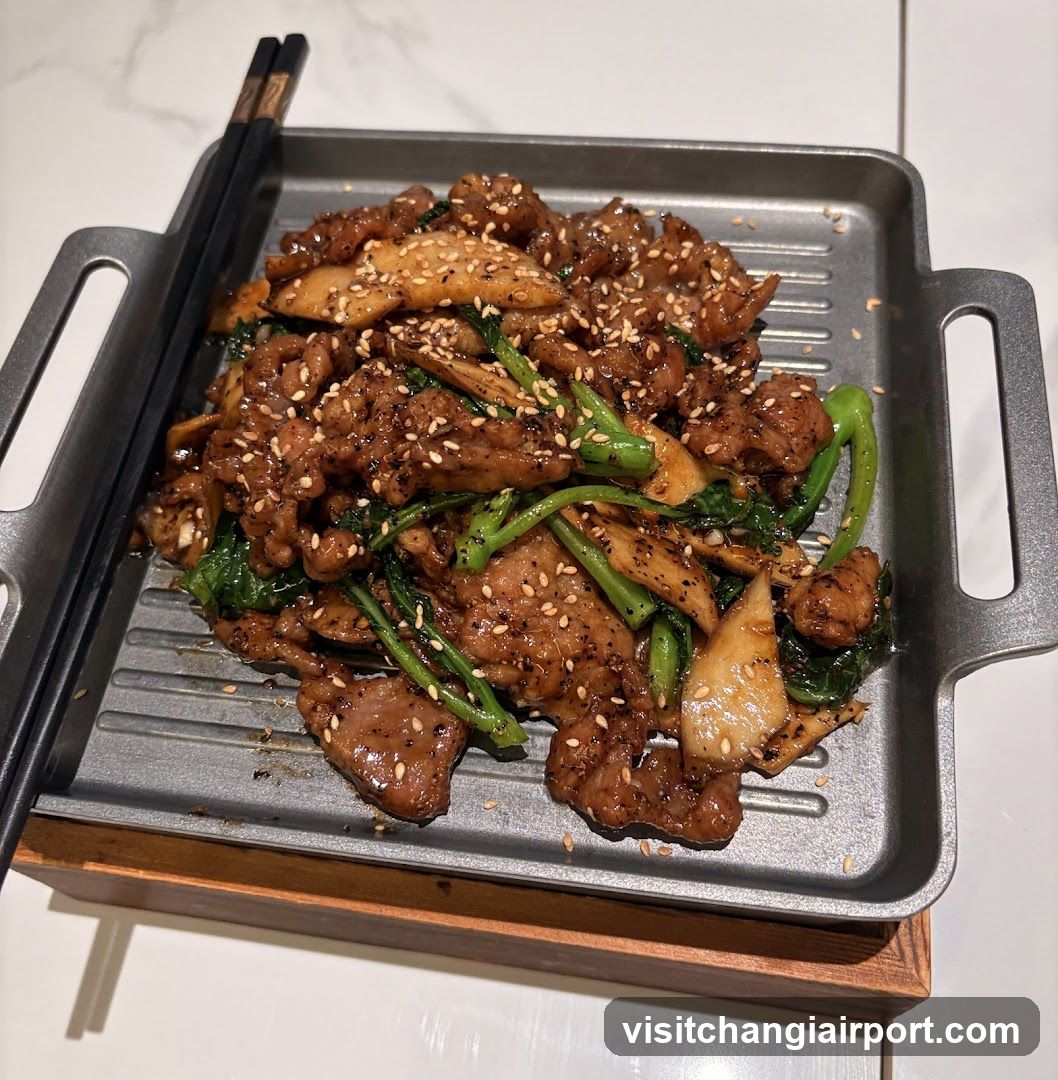 Grilled Meat with Sesame Seeds and Greens