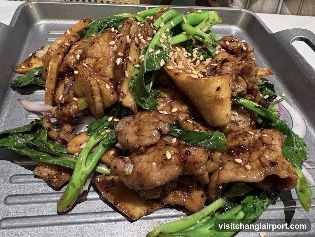 Grilled Meat and Greens with Sesame Seeds