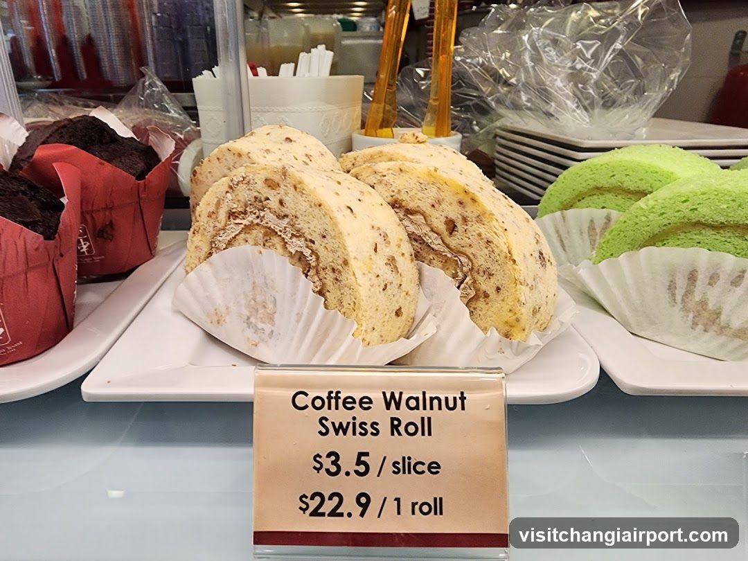 Coffee Walnut Swiss Roll Display