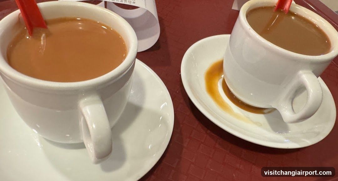 Two cups of tea on a red table