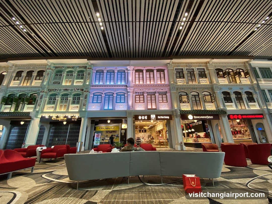Interior of a modern shopping mall with colonial-style architecture