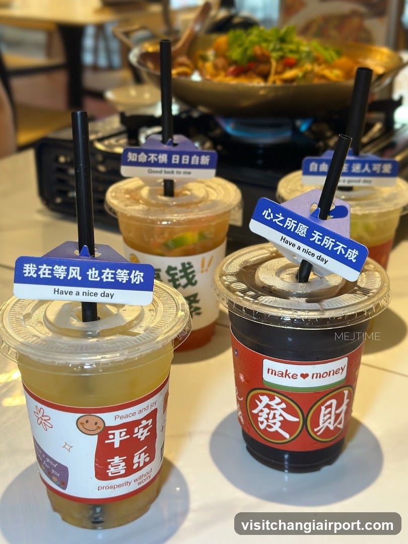 Beverages with Chinese phrases