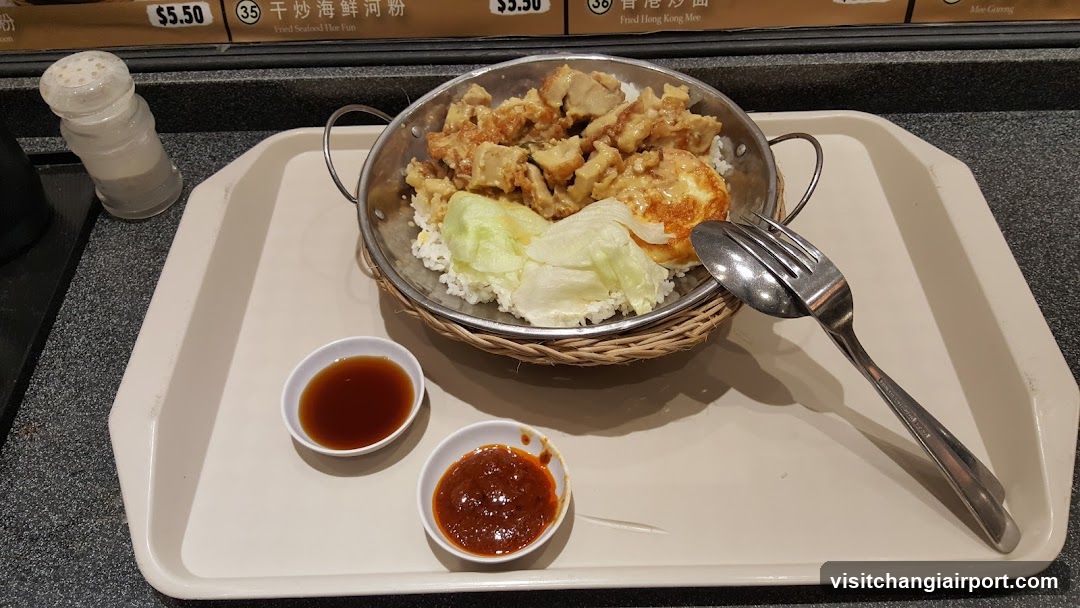 Food Tray with Rice Bowl and Sauces