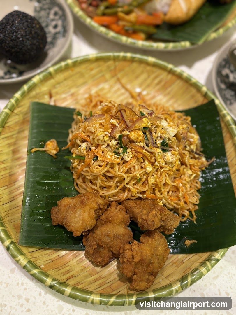 Fried Noodles and Chicken with Fried Rice Balls