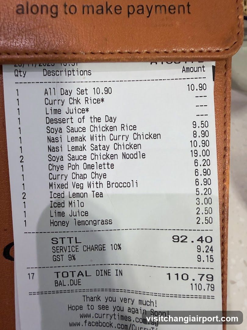 Receipt from Curry Times