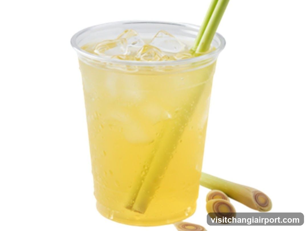Lemongrass Drink with Ice and Straw