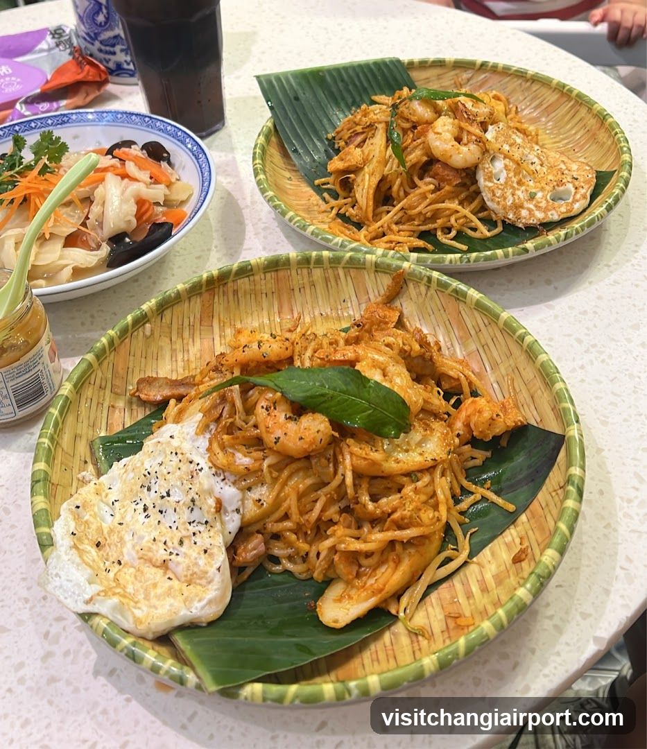 Noodle Dish with Shrimp and Fried Egg
