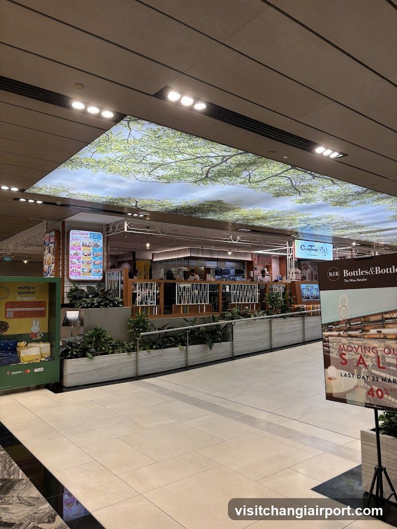 Mall Interior with Food Court and Advertisements