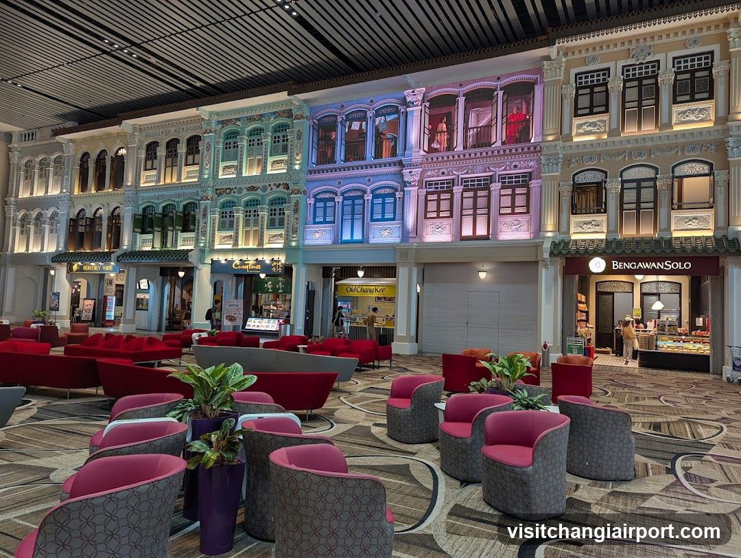 Colorful Shop Row with Seating Area