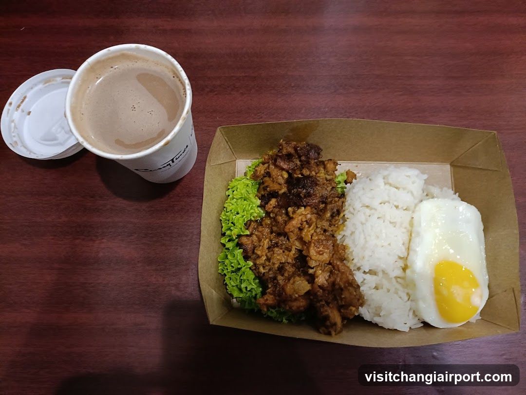 Burger with Rice and Coffee