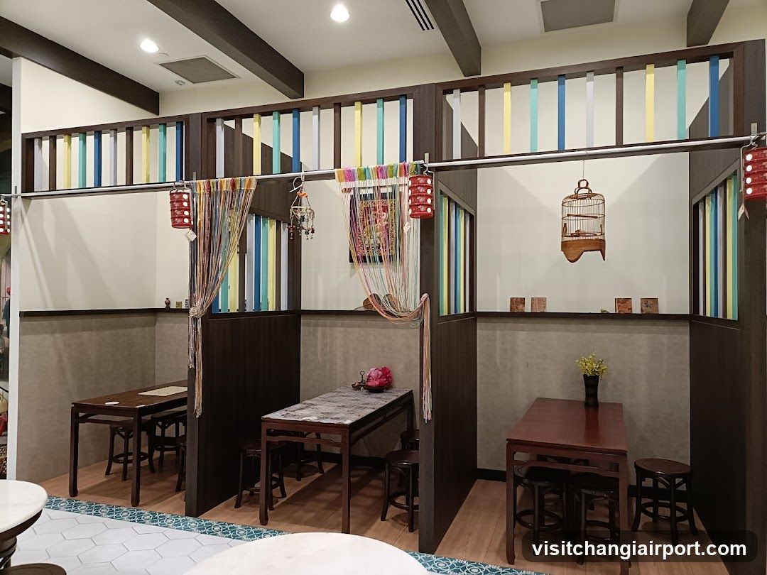Interior of a colorful restaurant or cafe
