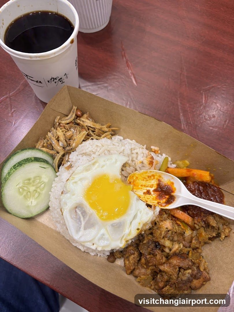 Nasi Lemak with Fried Egg and Cucumber