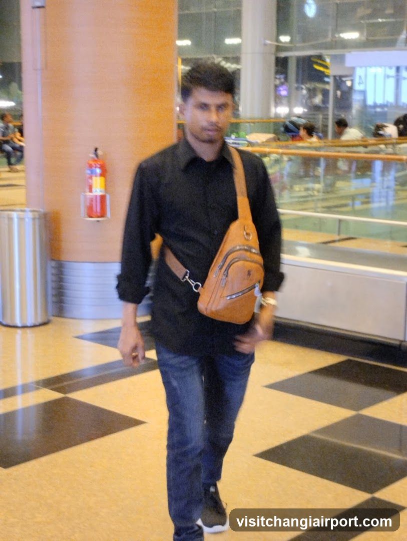 Man Walking in Airport Terminal