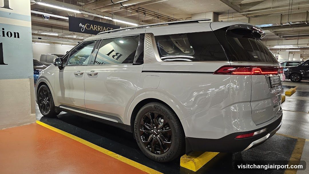 White SUV in Parking Garage