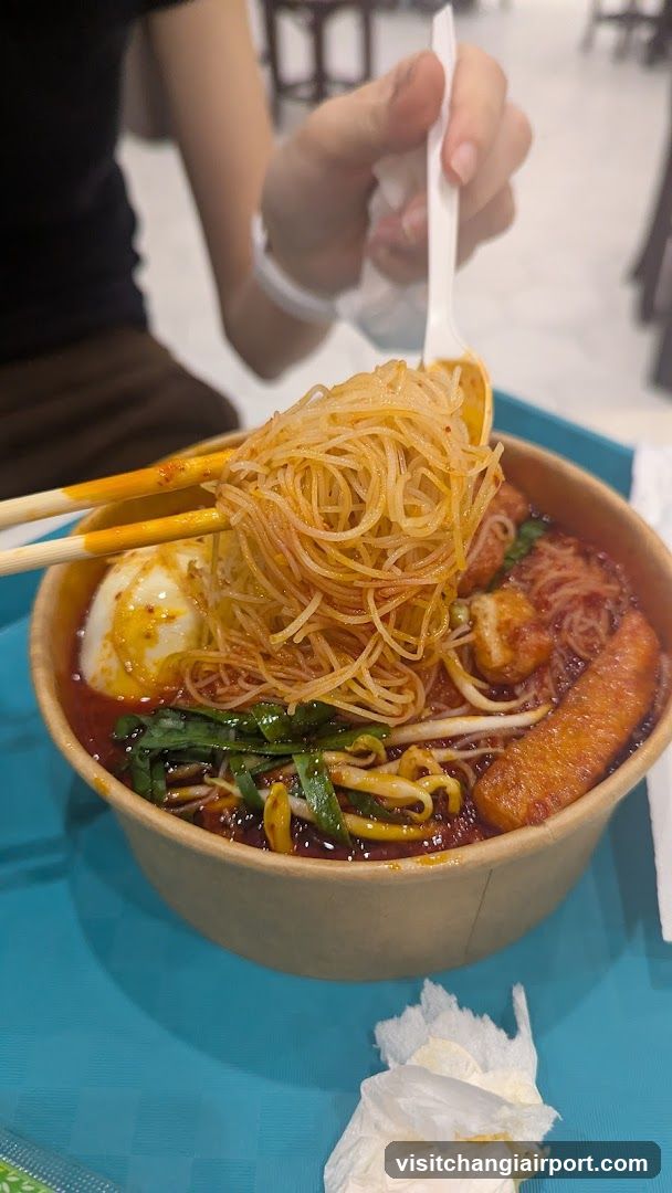 Spicy Noodle Bowl with Egg and Vegetables