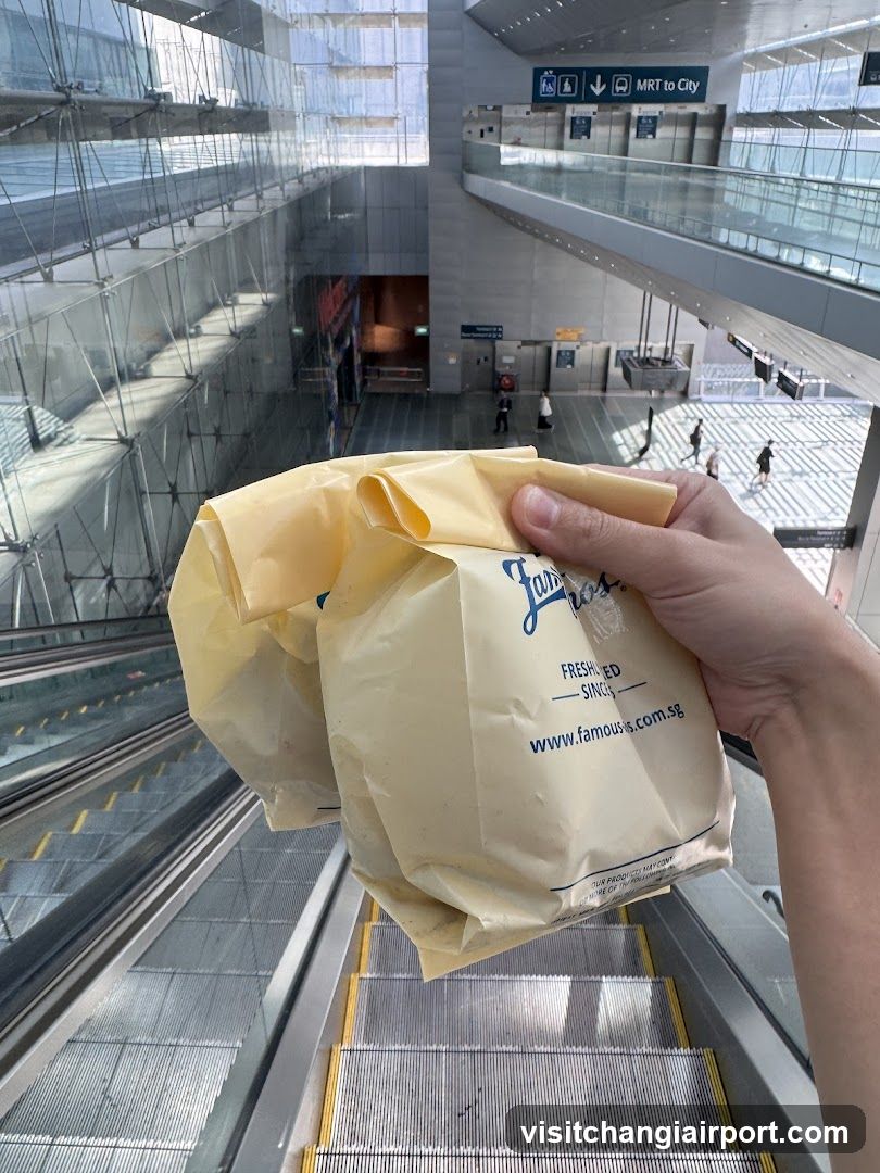 Food item in hand at transit station