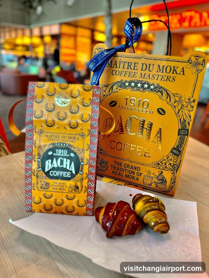 Bacha Coffee Packaging and Croissants