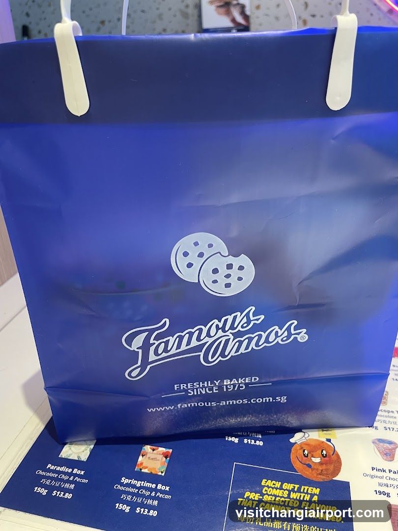 Famous Amos Shopping Bag and Menu Display