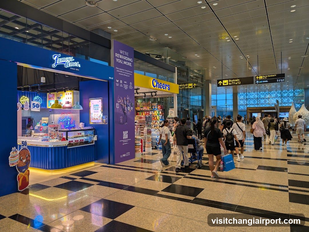 Airport Terminal Interior with Shops and Passengers