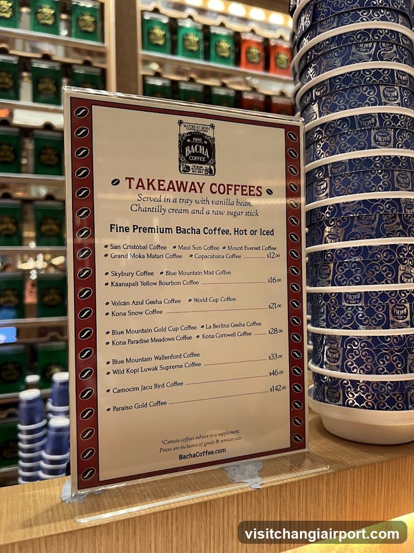 Bacha Coffee Takeaway Menu