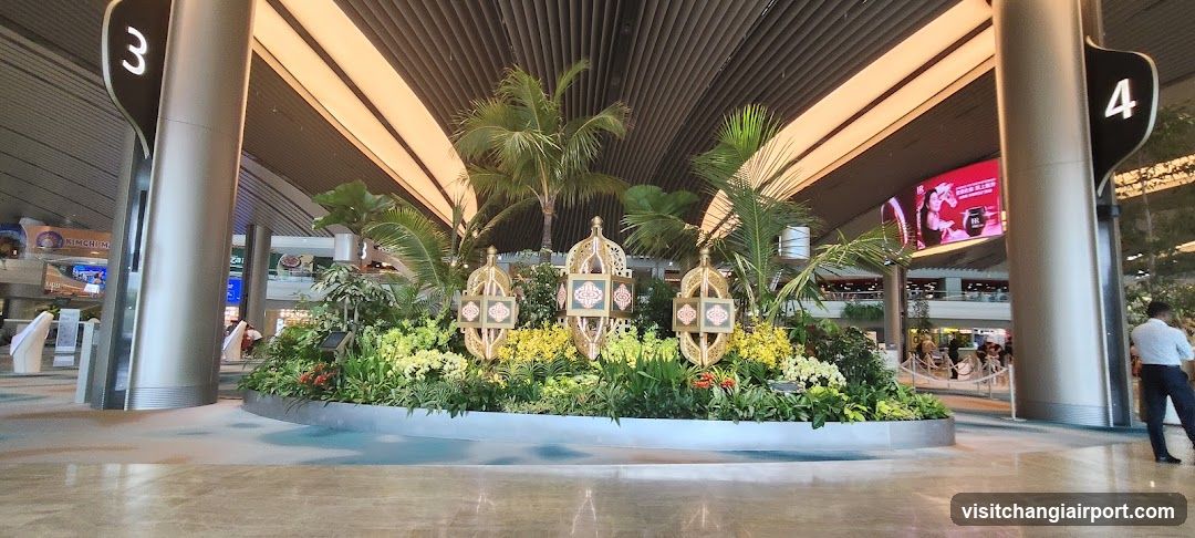 Airport Terminal Interior with Decorative Display