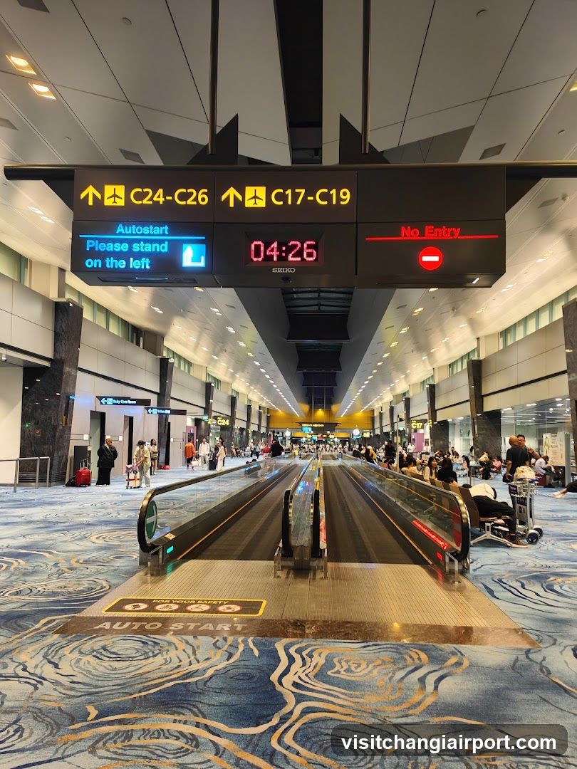 Airport Terminal Interior with Moving Walkway