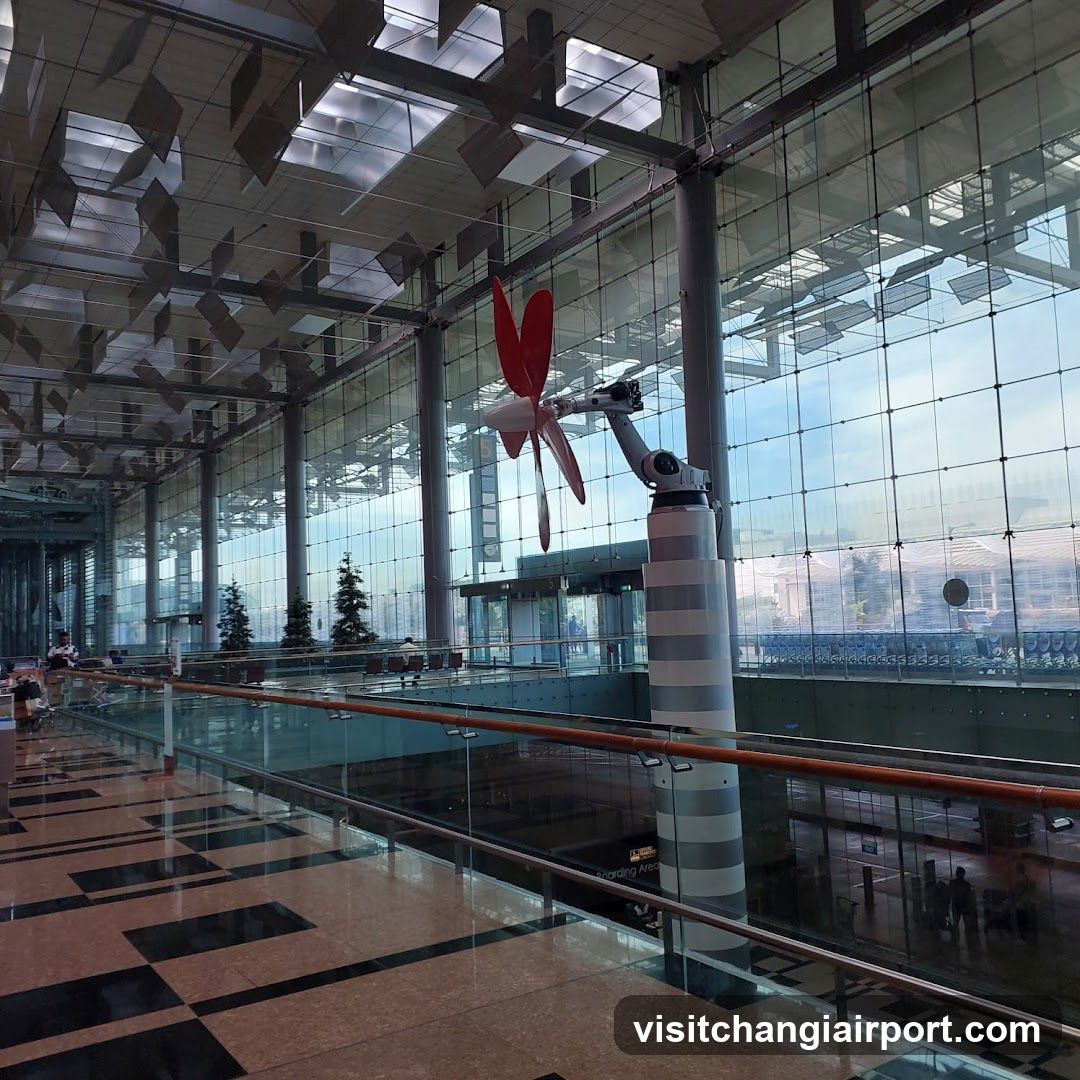 Modern Interior with Glass Facade and Sculpture