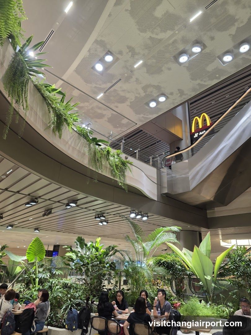 Mall Interior with Greenery and McDonald's Sign