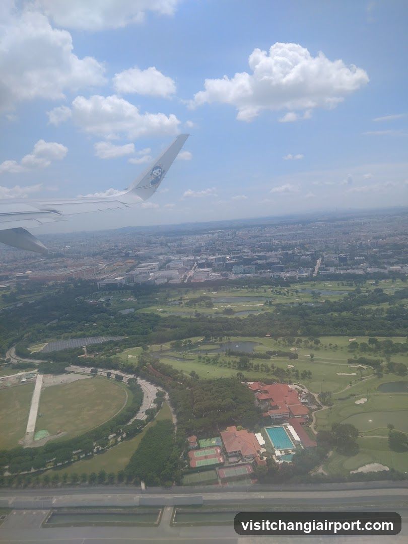 Aerial View of City and Park from Airplane Window