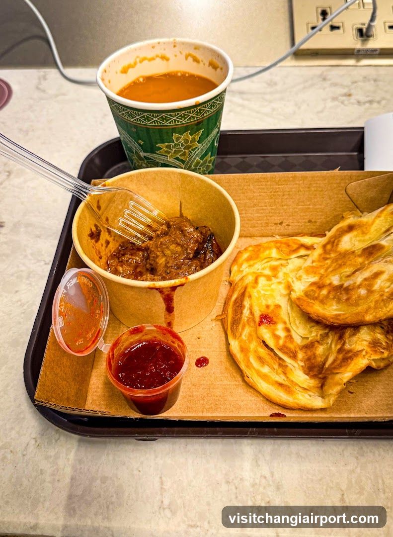 Food Tray with Curry and Roti