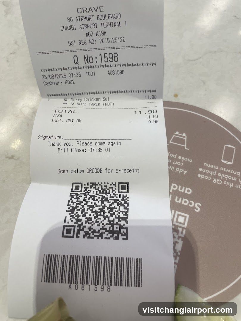 Receipt with QR Code and Barcode