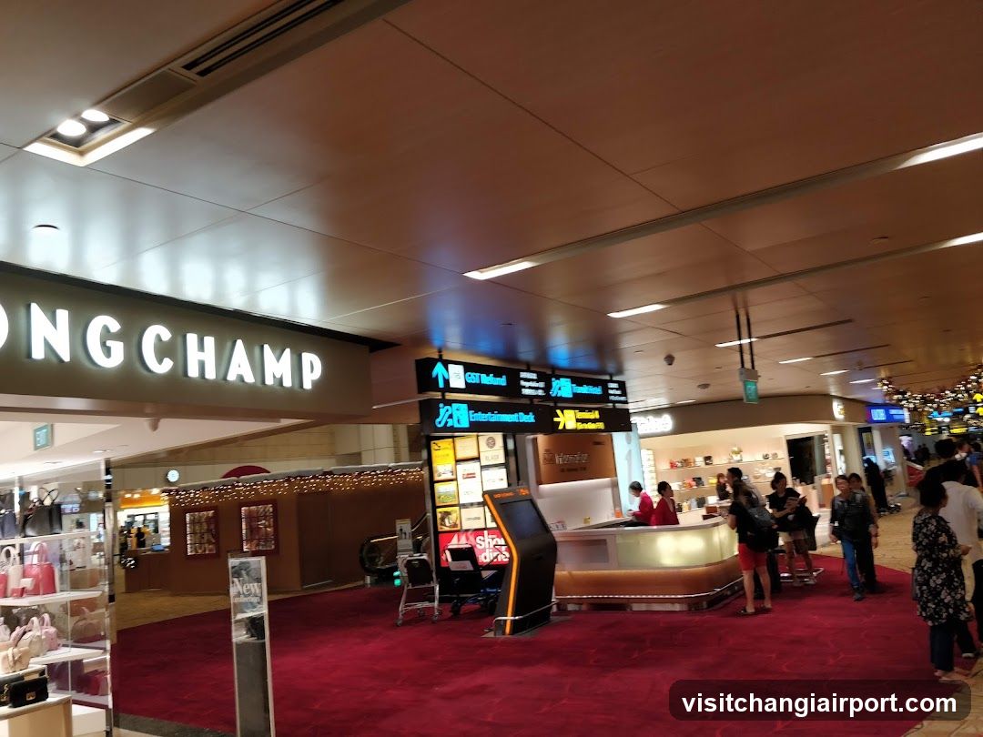 Airport Terminal Interior with Shops and Information Board