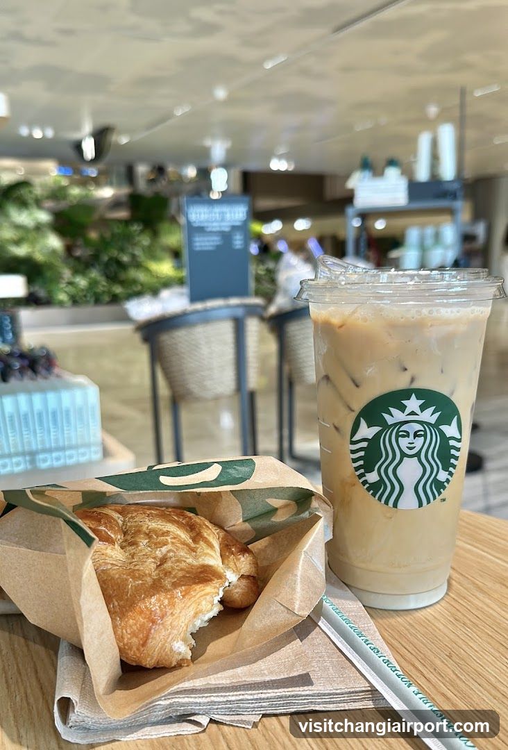 Starbucks Coffee and Croissant