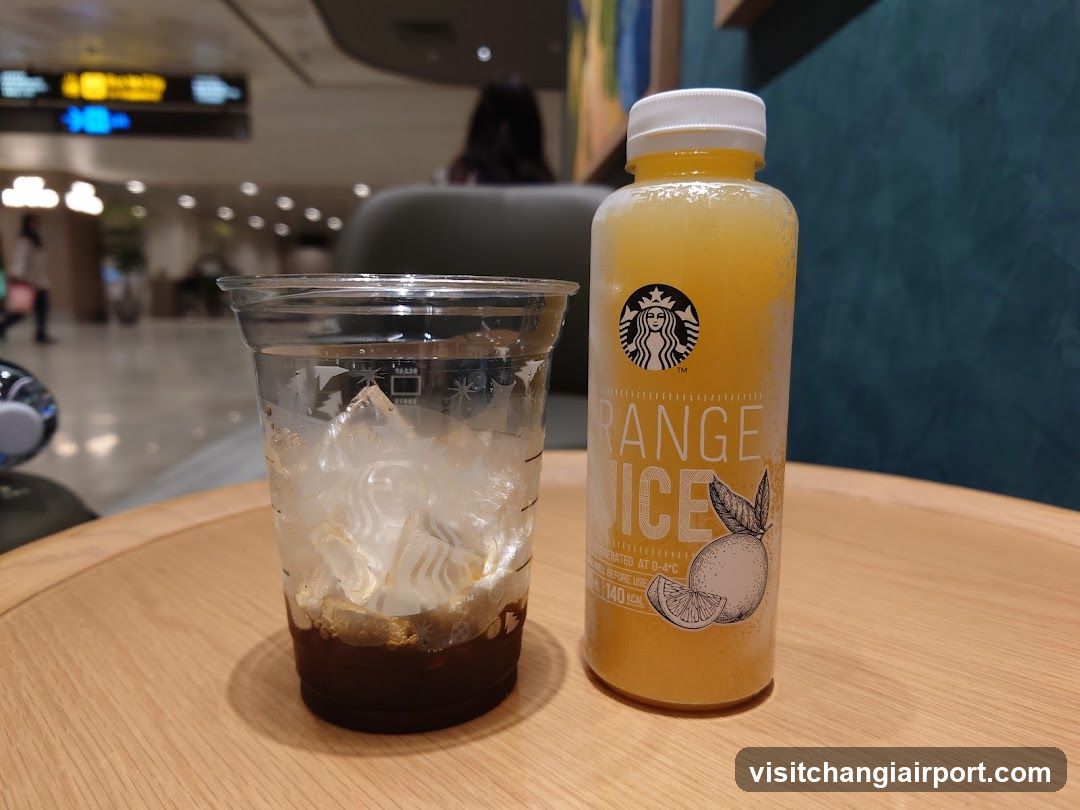 Starbucks Orange Juice and Iced Coffee