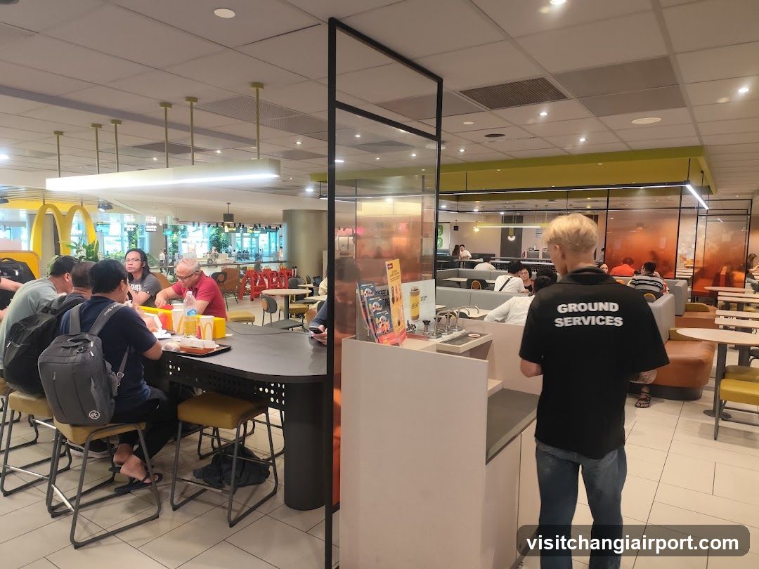 Food Court Interior with Staff and Customers