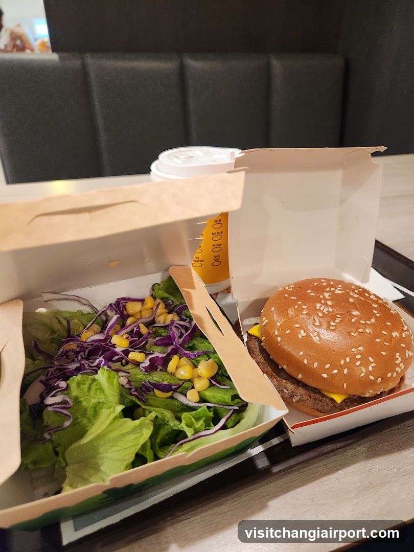 Fast Food Meal with Salad and Burger