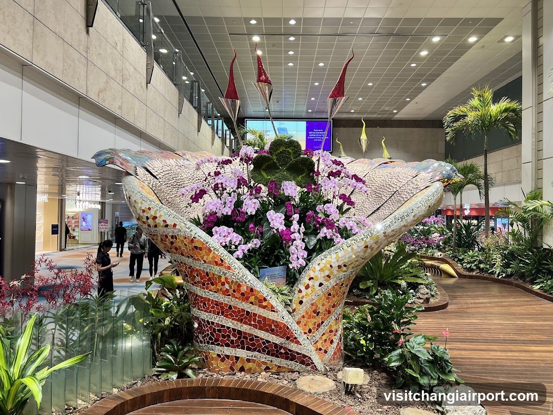 Mosaic Flower Sculpture Display