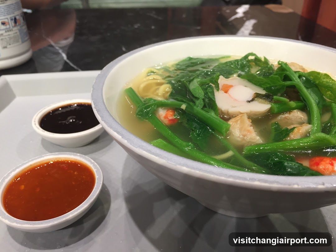 Noodle Soup with Greens and Fish Balls