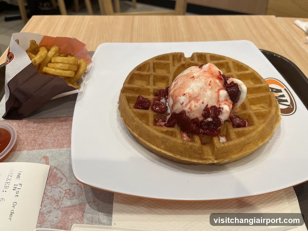 Waffle with Ice Cream and Fries