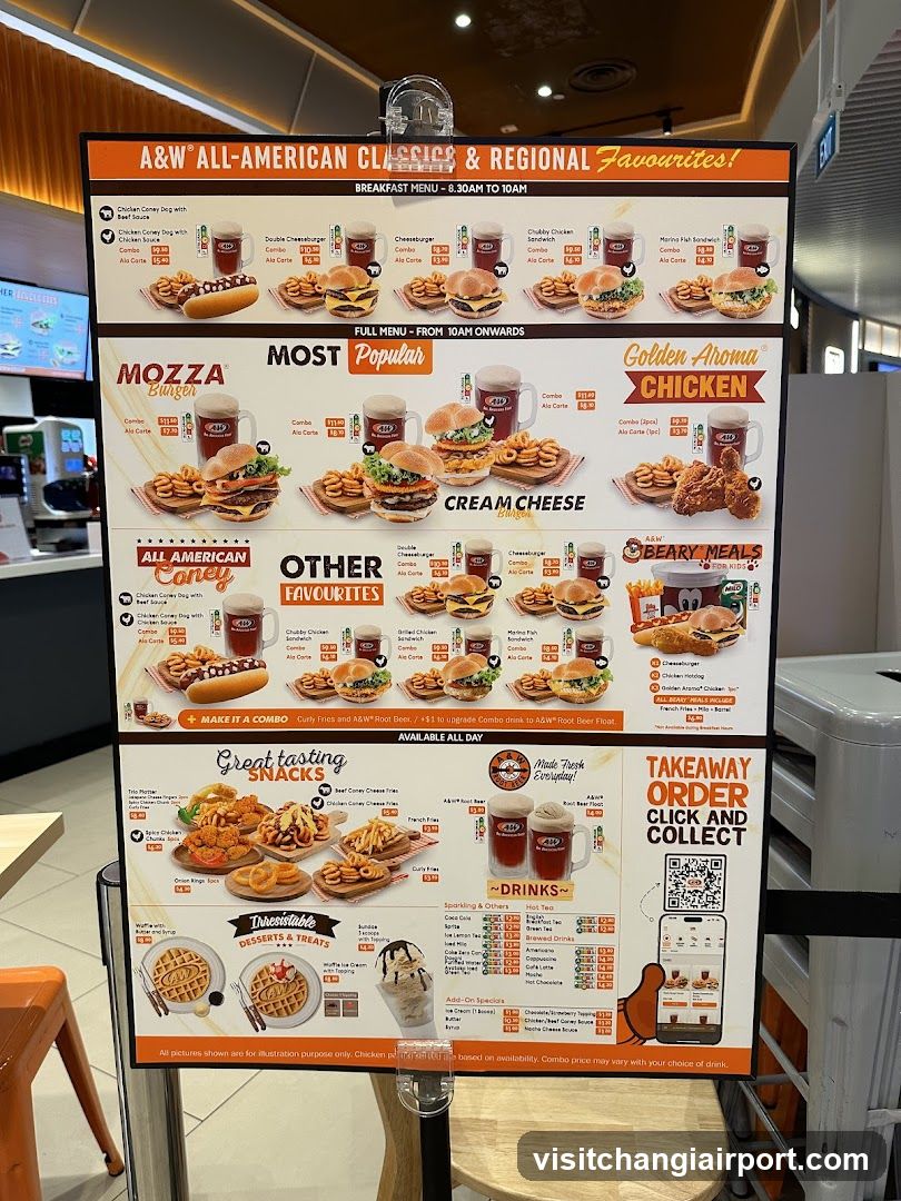 A&W All-American Classics & Regional Favourites Menu Board