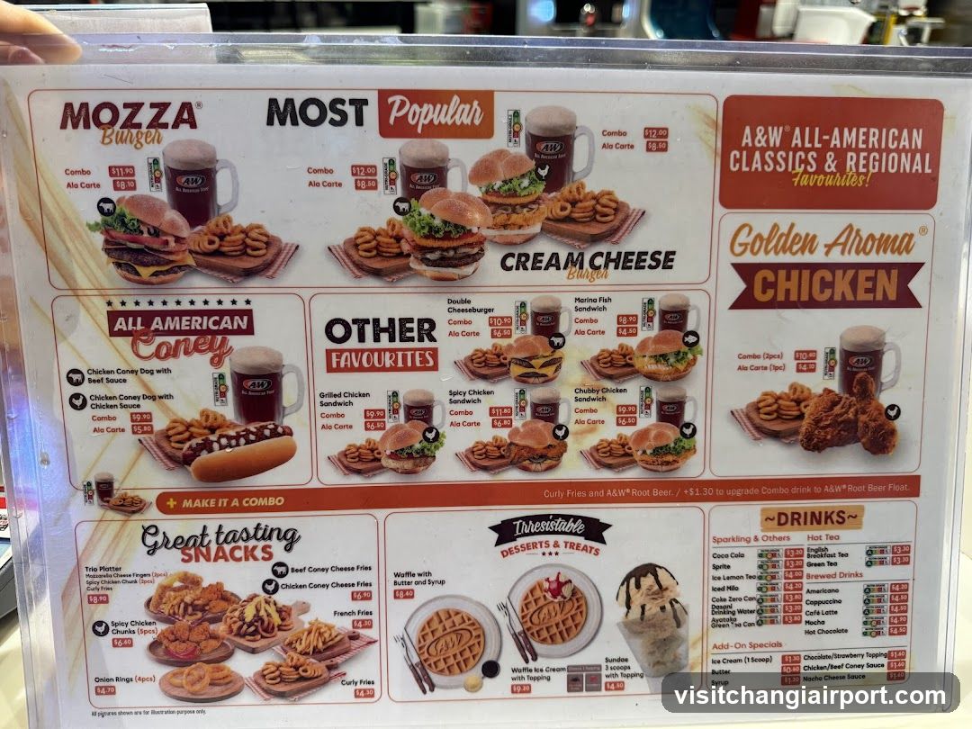 A&W Burger Menu