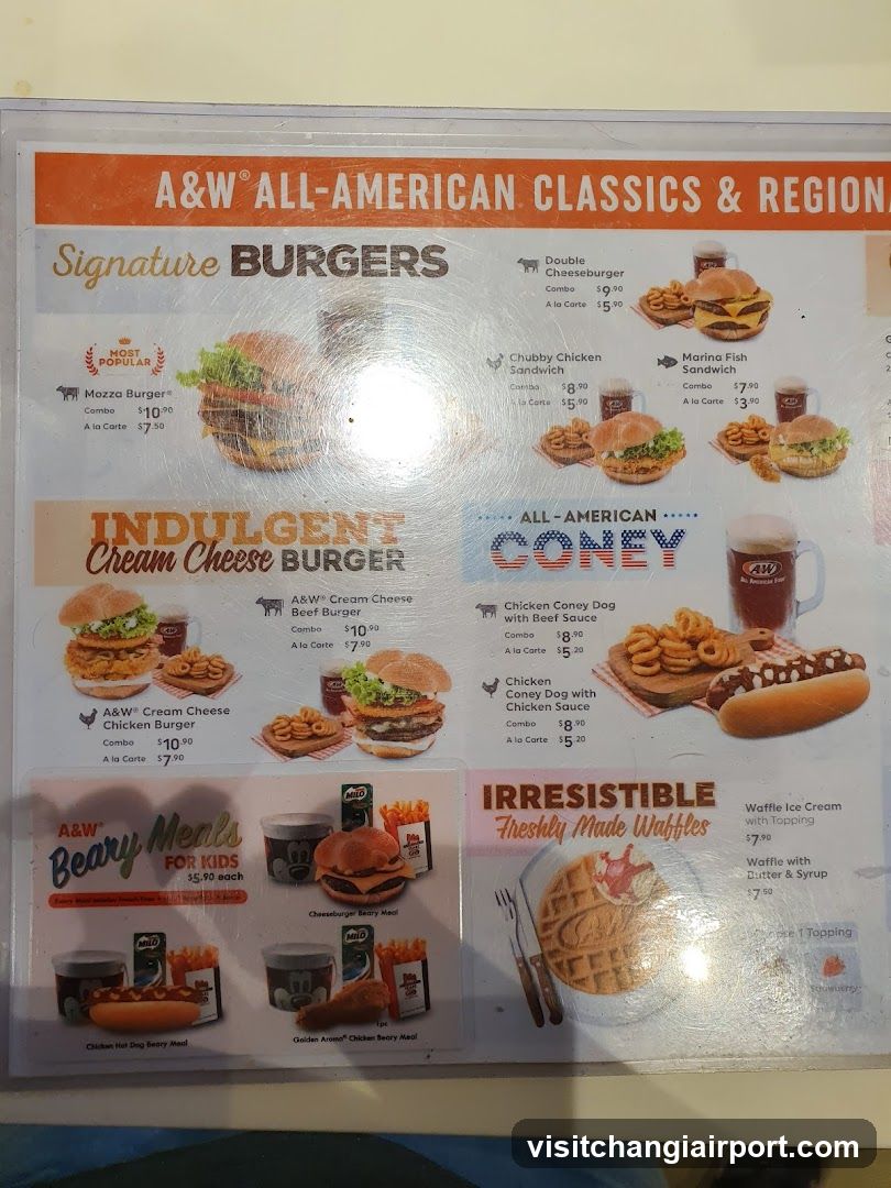 A&W All-American Classics & Region Menu