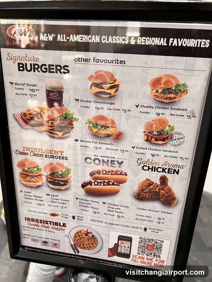 A&W All-American Classics & Regional Favourites Menu Board