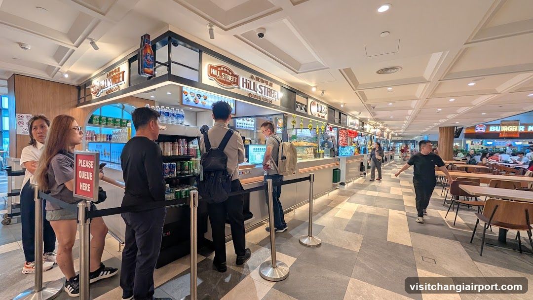 Food Court Interior with Queuing Customers