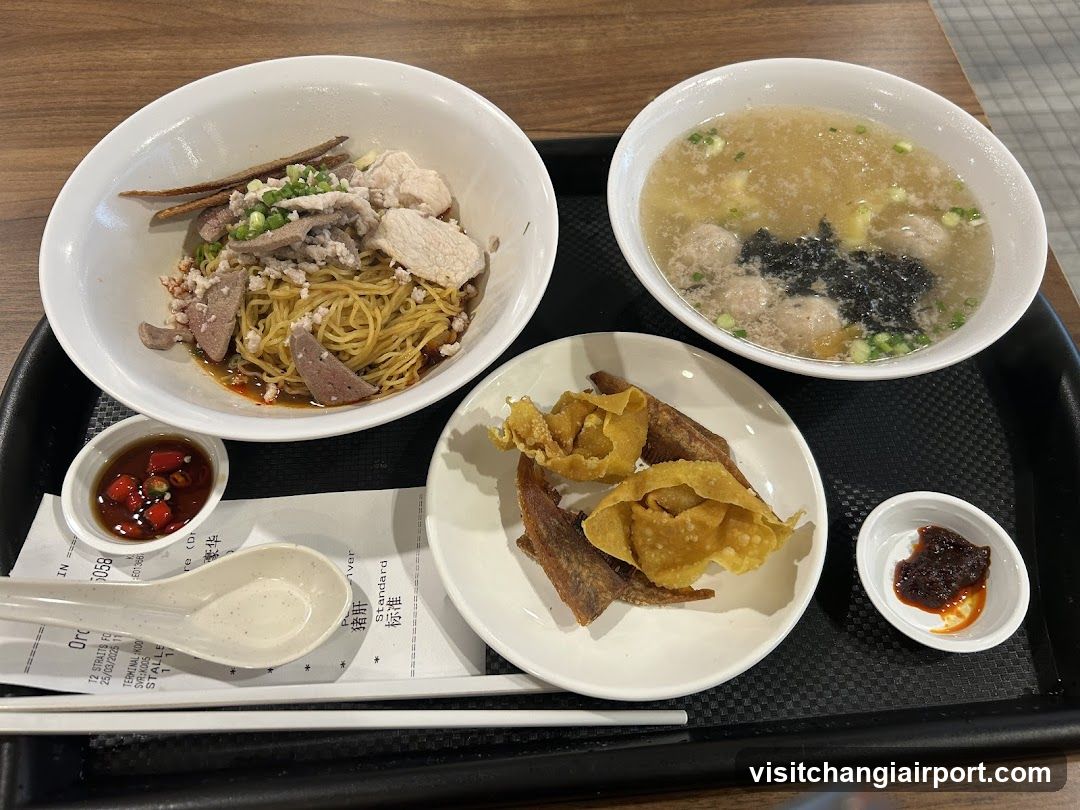 Food Tray with Noodles and Soup